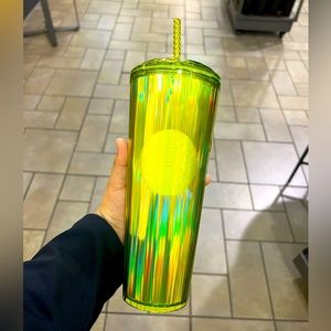 Starbucks Summer 2023 Lime Green Yellow Kaleidoscope Dome Lid 24oz Venti Tumbler